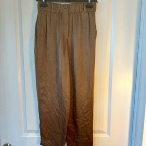 Zara Brown Satin Straight Leg Trousers, size XS